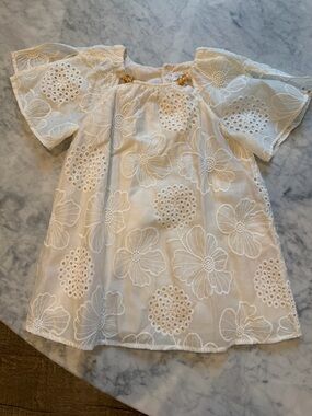 Zara White Eyelet Floral Dress for Girls